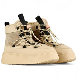 Beiget lumisaappaat rannekkeella, eristetyt naisten talvisaappaat, joissa paksu pohja 1