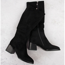 Mustat mokkanahkaiset naisten saappaat lohkolla Filippo DKZ6603 1