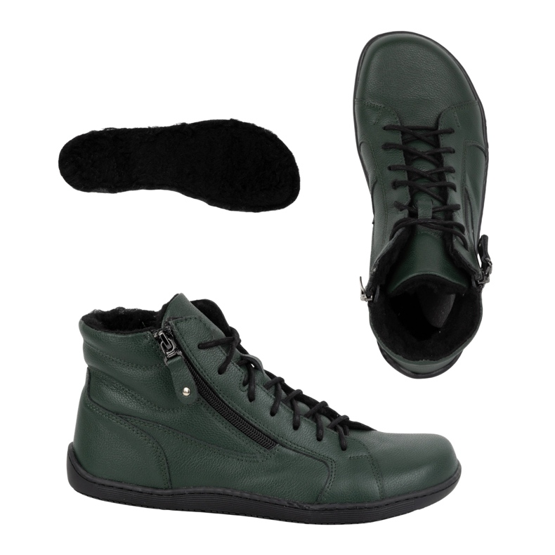 Olivier Naisten avojaloin nahkaiset talvikengät 1261 vihreä 1