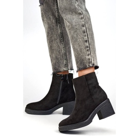 Naisten klassiset mokkanahkaiset korkeakorkoiset saappaat, musta MS1508B 2