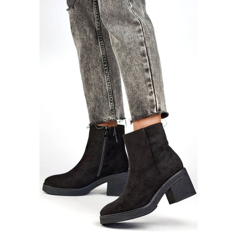 Naisten klassiset mokkanahkaiset korkeakorkoiset saappaat, musta MS1508B 2