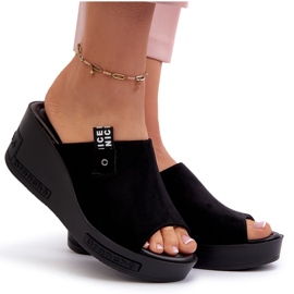 Vinceza naisten High Wedge -varvastossut, musta 4