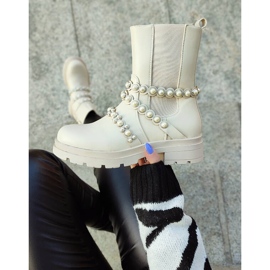 Naisten Chelsea-saappaat helmillä, beige 58090-1BE 2