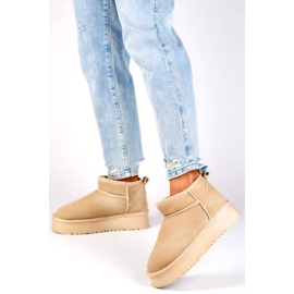 Naisten nahkaiset nilkkurit, mokkanahkaiset lumisaappaat, beige XF-159L.BE 1