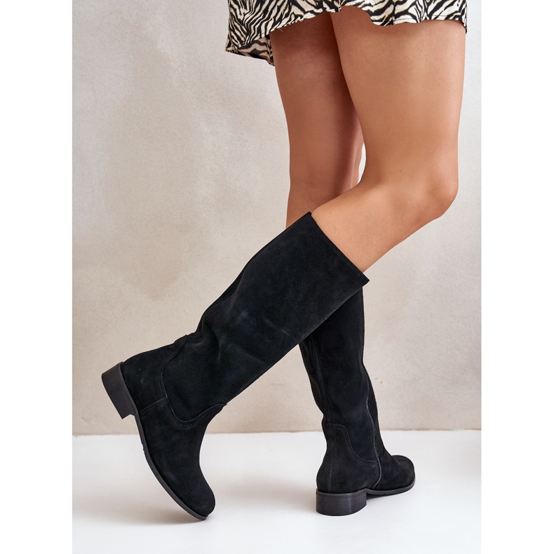 Lewski Shoes Naisten mokkanahkaiset saappaat vasemmalla vetoketjulla 3616 musta 1