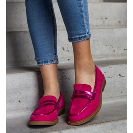 Leonolenan vaaleanpunaiset samettimokasiinit kiiltävillä lisäkkeillä vaaleanpunainen 2