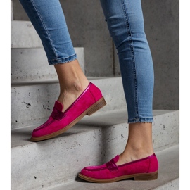 Leonolenan vaaleanpunaiset samettimokasiinit kiiltävillä lisäkkeillä vaaleanpunainen 1