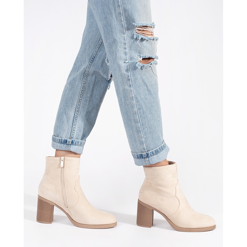 Beige mokkanahka klassiset naisten nilkkurit 2