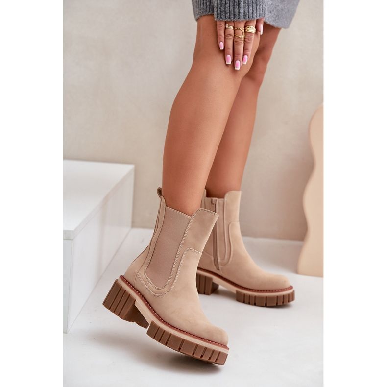 Beige eristetty vetoketju Chelsea Boots Linneviae 2