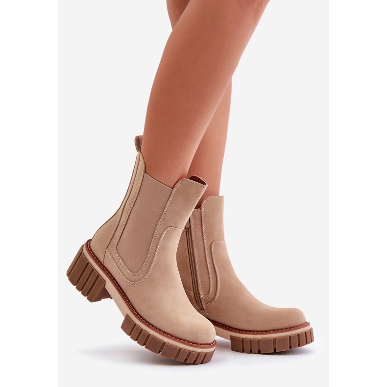 Beige eristetty vetoketju Chelsea Boots Linneviae 1