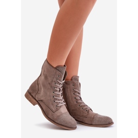 Koristetut tasakorkoiset saappaat Eco Suede lämmin ruskea Ellieo 1