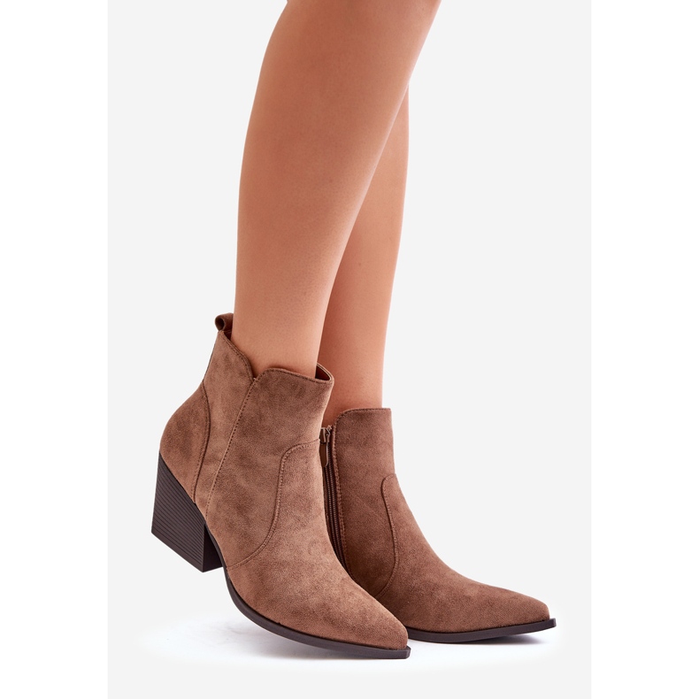 Eristetyt Eco Suede Cowboy-saappaat vetoketjulla, ruskea Virtris 1