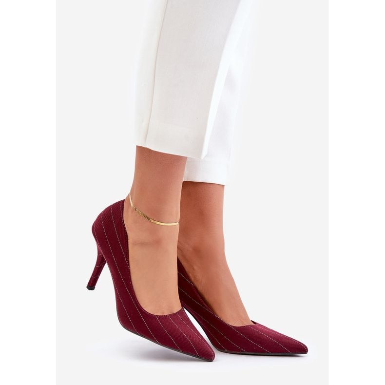 Viininpunaiset naisten raidalliset korkokengät Tifidra punainen 1