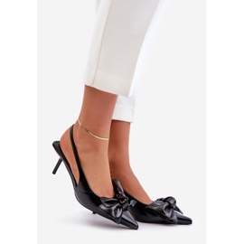 Eco-nahkaiset mustat korkokengät, joissa on rusetti Emirenna 1