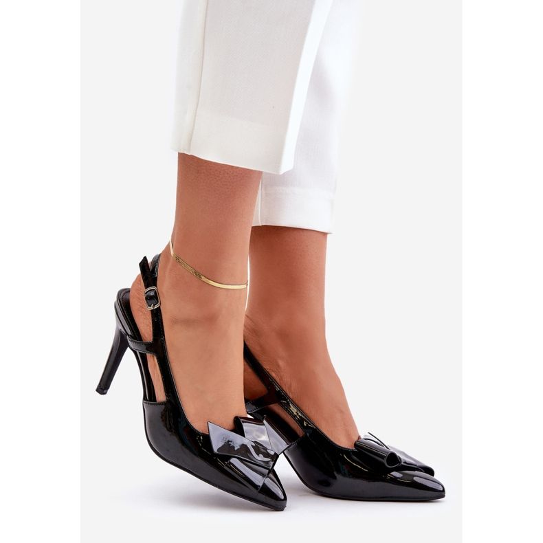 Mustat Auroravia Patenttikorkokengät avoimella kantapäällä 1