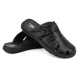 Miesten nahkaiset tossut KAMPOL Polskie stogie 221KAM musta 2