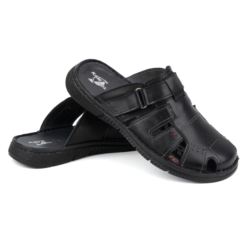 Miesten nahkaiset tossut KAMPOL Polskie stogie 221KAM musta 2