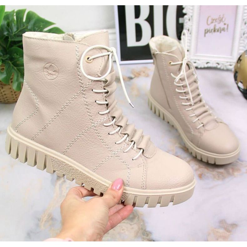 Rieker W RKR279C eristetyt alustasaappaat, beige 2