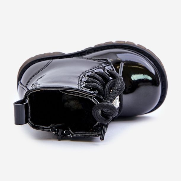 Eristetyt patentoidut lasten nilkkurit, joissa on nalle ja vetoketju, Black Enchanta musta 2