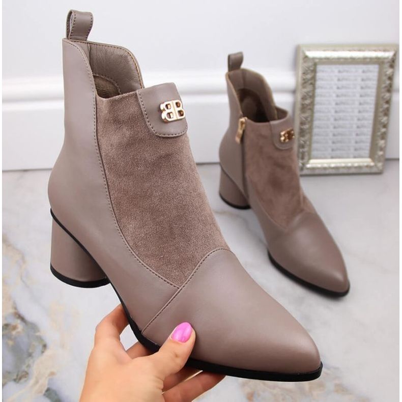 D&amp;A S.Barski Premium Collection korkeakorkoiset nilkkurit W OLI232B, beige 2