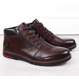 Mukavat nahkasaappaat, jotka on eristetty villalla Rieker M RKR625 ruskea 1