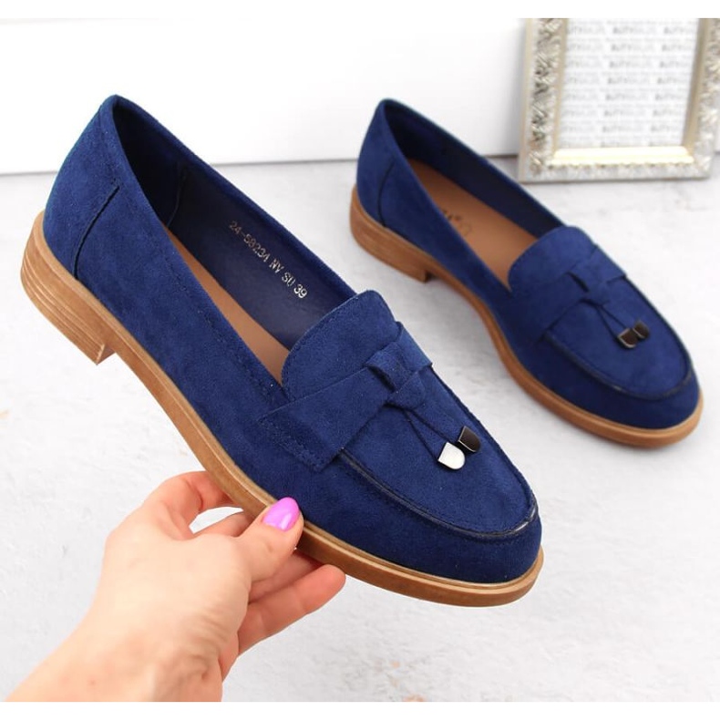 Vinceza W JAN281 siniset mokkanahka matalakorkoiset kengät sininen 1