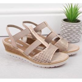 Rieker Mukavat kiila sandaalit Remonte W RKR667, vaaleanpunainen kulta 2