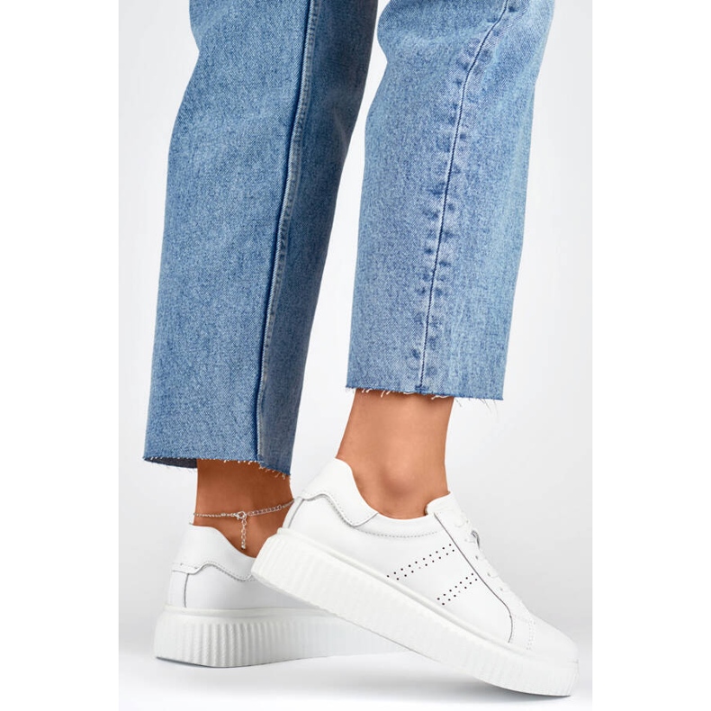 Goodin Naisten nahkaiset urheilukengät alustalla, valkoinen GD-RS2007W 1