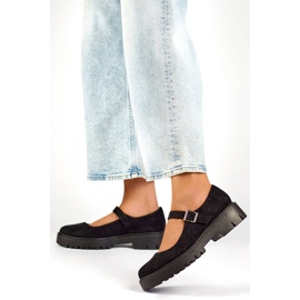 Naisten mokkakengät soljella, musta 2720-1B 2