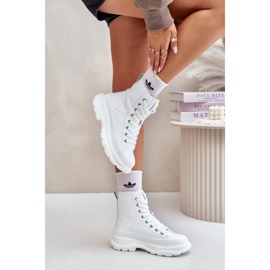 Nahkaeristetyt naisten lenkkarit massiivisella alustalla Big Star OO274A598 White valkoinen 2