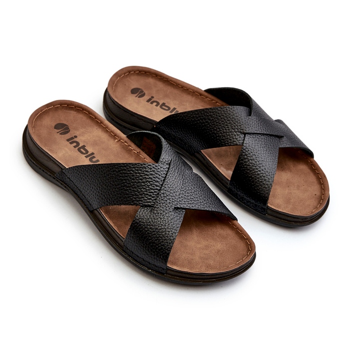 Miesten nahka inblu gv00001i Black Flip Flops musta 1
