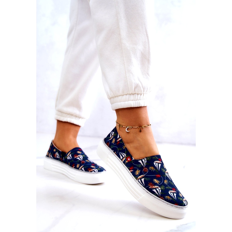 Naisten lenkkarit Slip On Memory Foam Big Star JJ276016 laivastonsininen 2