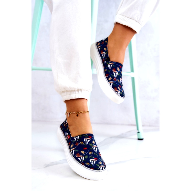 Naisten lenkkarit Slip On Memory Foam Big Star JJ276016 laivastonsininen 3