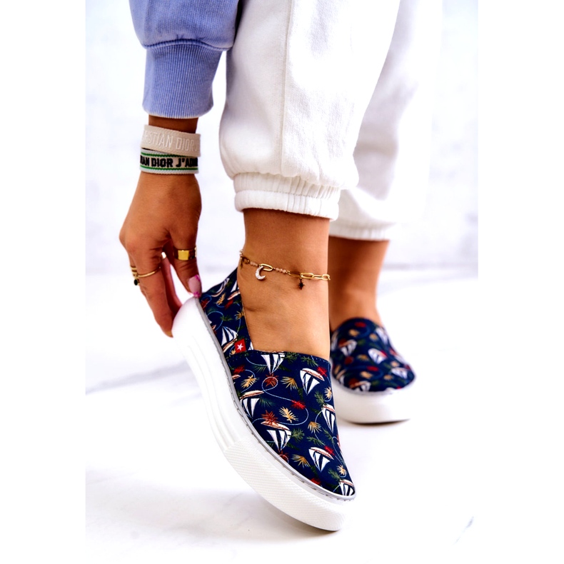 Naisten lenkkarit Slip On Memory Foam Big Star JJ276016 laivastonsininen 1