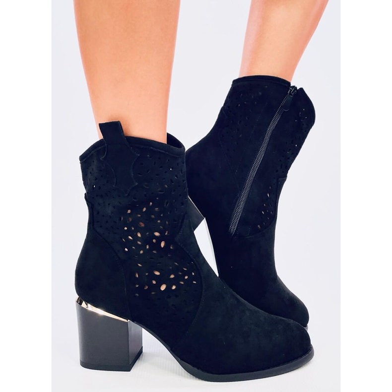 Naisten harjakattoiset mokkanahkaiset, mustat cowboysaappaat 1