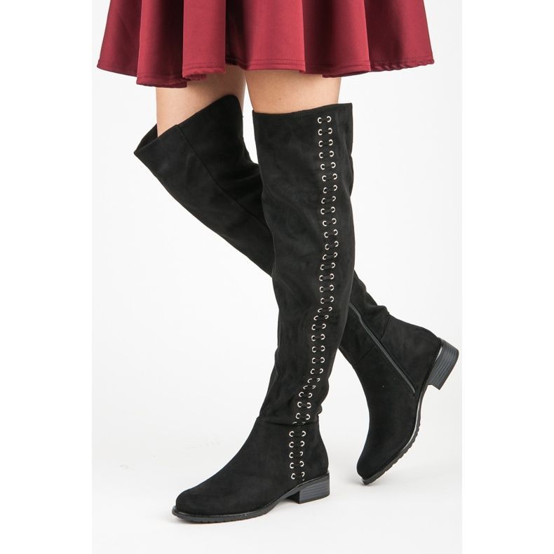 Ideal Shoes Saappaat koristeellisella sidoksella musta 2