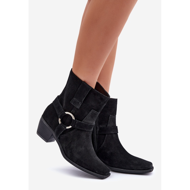 Natural Suede korkeakorkoiset saappaat Zazoo 3444/2 musta 1