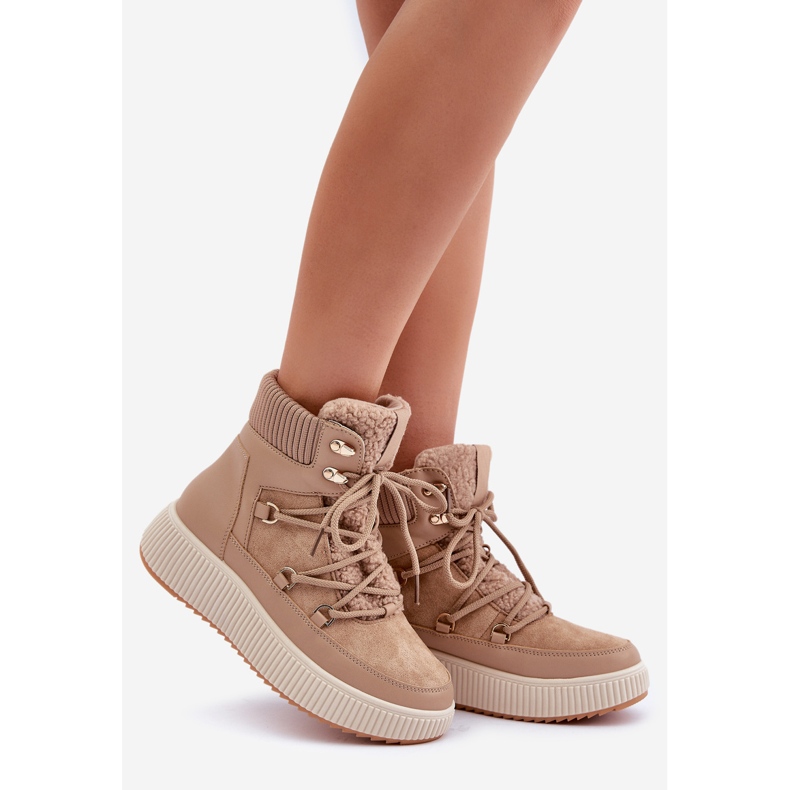 Ruskeat matalatasoiset lumisaappaat beige 1