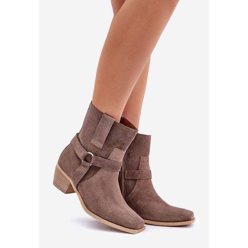 Zazoo 3444/2 Ruskeat korkeakorkoiset saappaat, jotka on valmistettu luonnonmokkasta 1