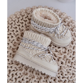Paksulla turkilla eristetyt lasten lumisaappaat, vaalea beige 7