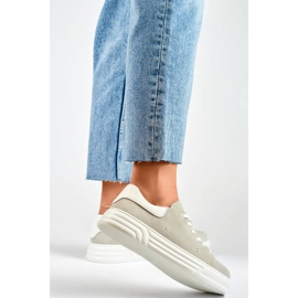 Naisten nahkaiset urheilukengät, harmaa GD-XF-113G 1