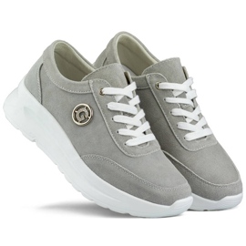 Naisten nahkaiset tennarit alustalla, harmaa GD-XF-108G 1