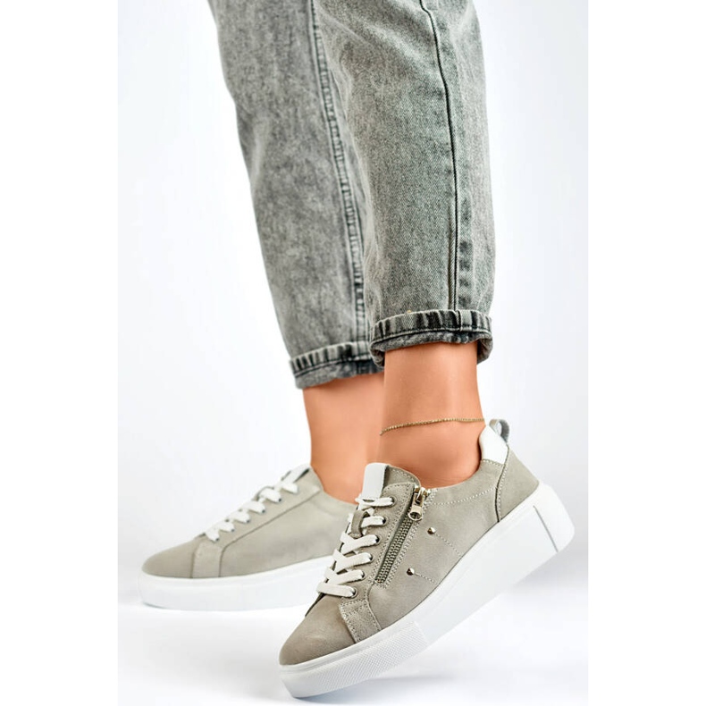 Goodin Naisten nahkaiset urheilukengät alustalla, harmaa GD-LX1001G 2