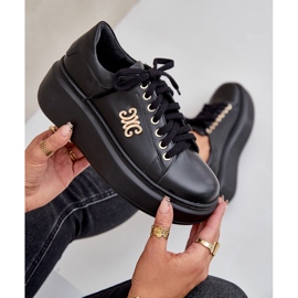 Luonnonnahkaiset tennarit alustalla Gold Decoration Lewski 3428 musta 2