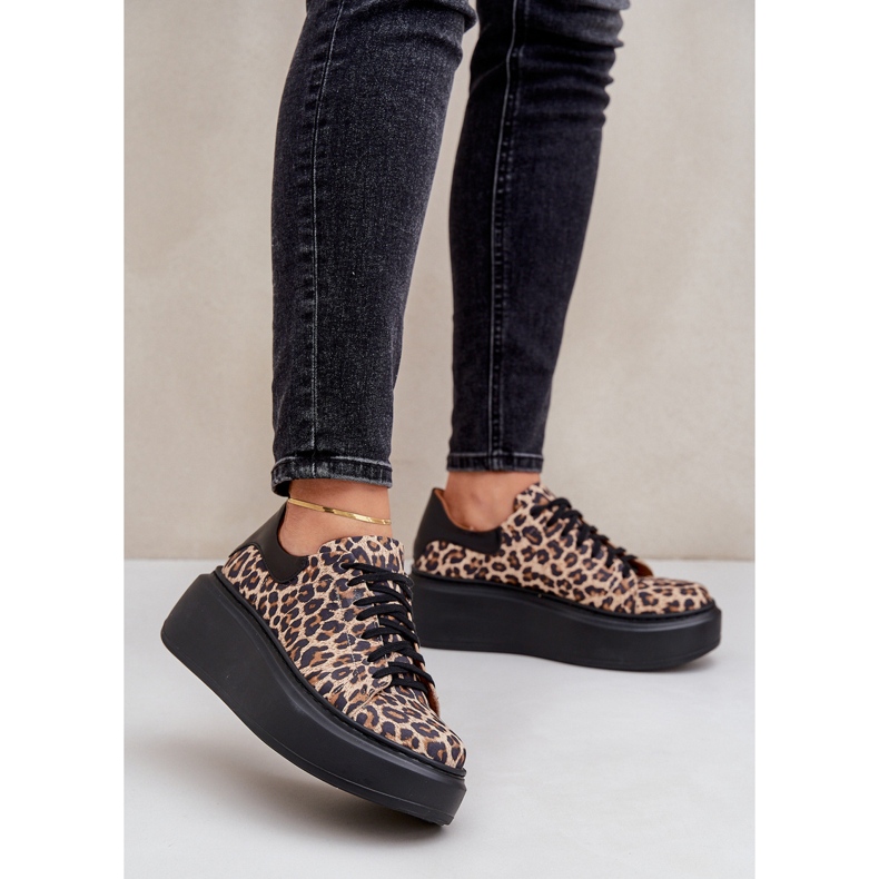 Leopard Leopard Leather -lenkkarit Zazoo 3346 ruskea-musta 2