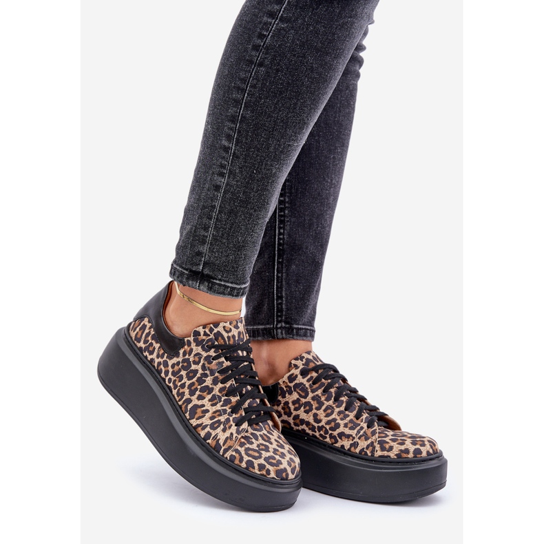 Leopard Leopard Leather -lenkkarit Zazoo 3346 ruskea-musta 1