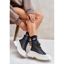 Nahkaeristetyt tennarit massiivisella alustalla Big Star OO274A599 musta 1