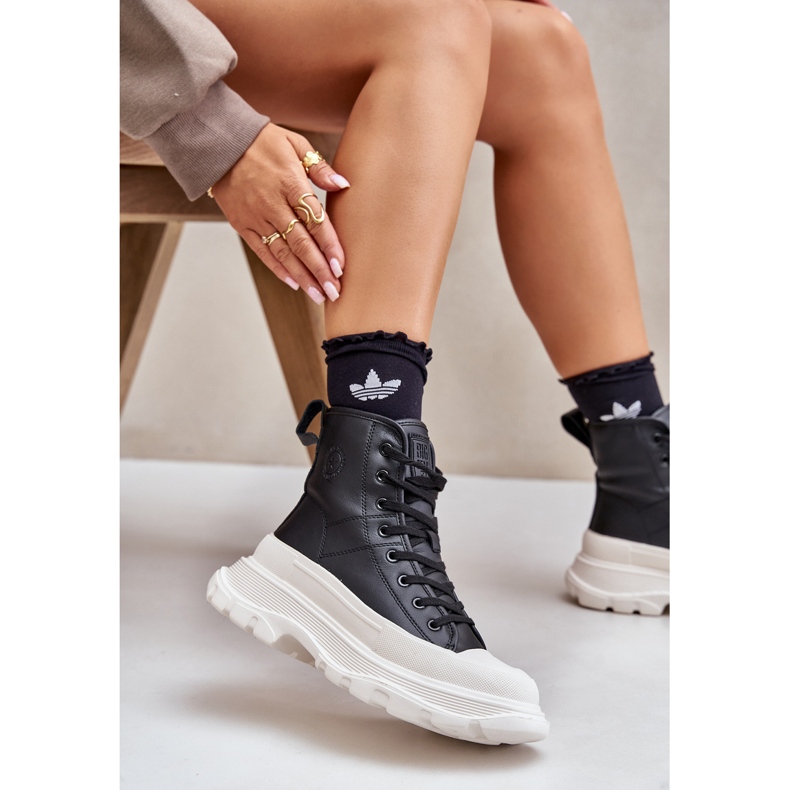 Nahkaeristetyt tennarit massiivisella alustalla Big Star OO274A599 musta 2