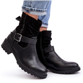 Erynn Naisten litteät saappaat soljella, musta 4