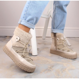 Filippo -lumikengät, joissa on turkis lakattu beige turkista 3